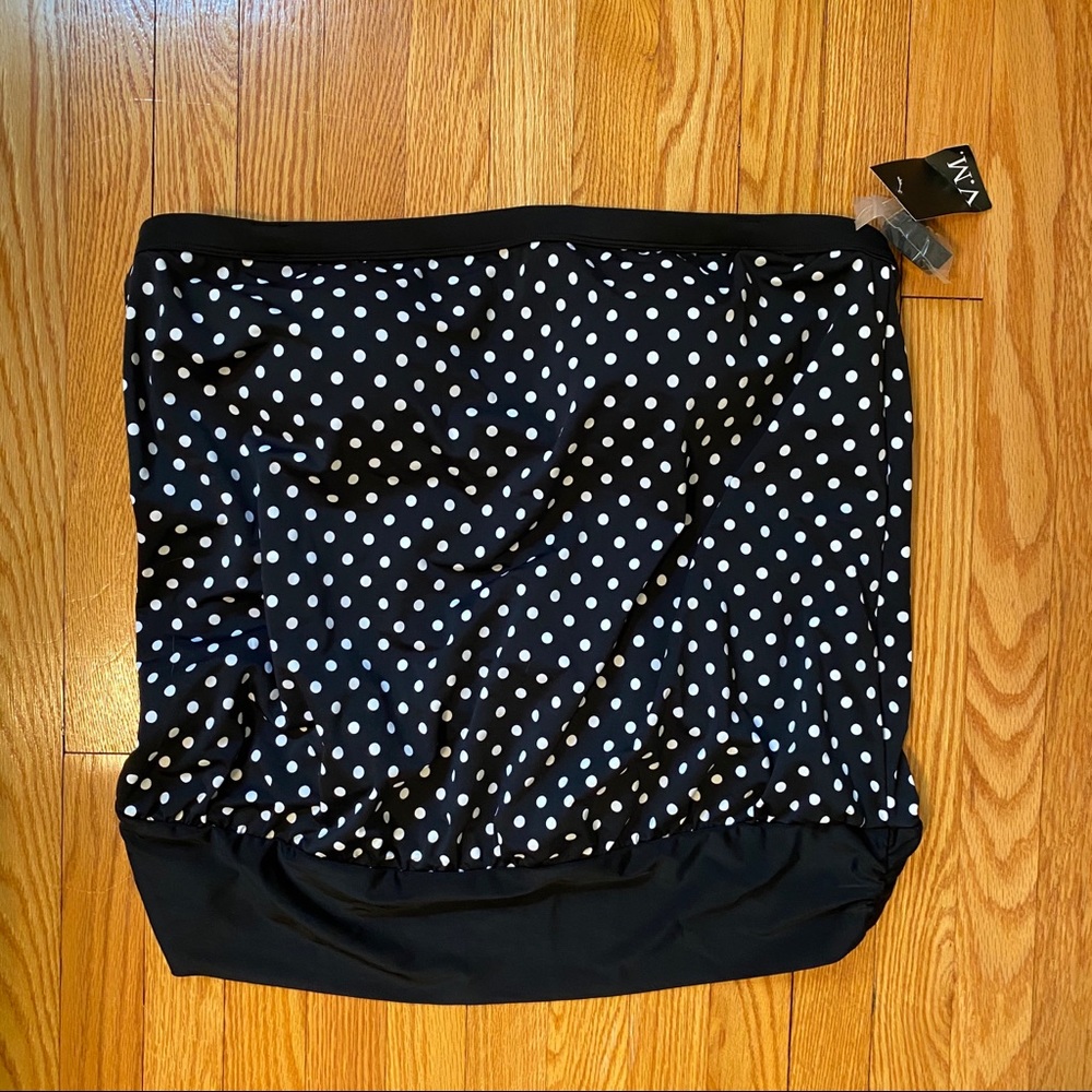 Polka Dot Blouson Strapless Swim Top - Picture 1 of 7